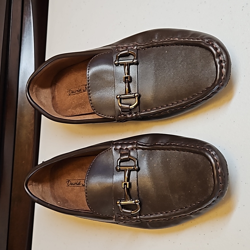 DAVID STONE SHOES SLIP-ONS MENS 9 DARK BROWN Flats